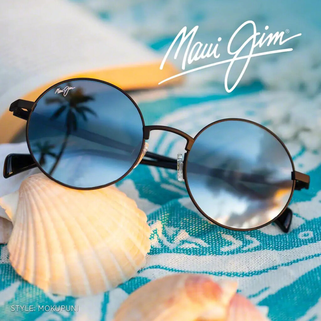 Maui Jim Image with Logo and Sunglasses - Mokupuni style